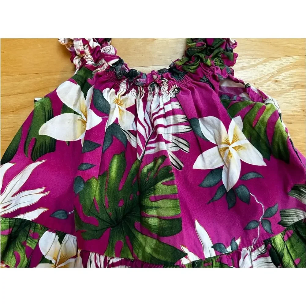 Pacific Legend made in Hawaii Tropical Fuchsia Floral Sundress